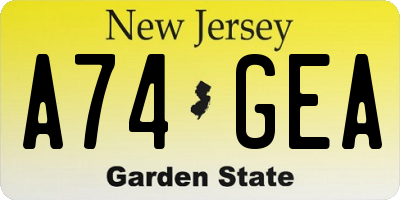 NJ license plate A74GEA