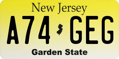 NJ license plate A74GEG