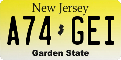 NJ license plate A74GEI