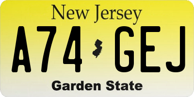 NJ license plate A74GEJ