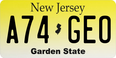 NJ license plate A74GEO