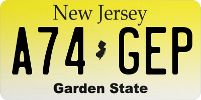 NJ license plate A74GEP
