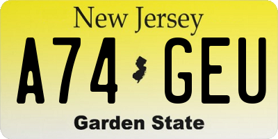 NJ license plate A74GEU