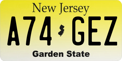 NJ license plate A74GEZ