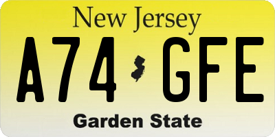 NJ license plate A74GFE