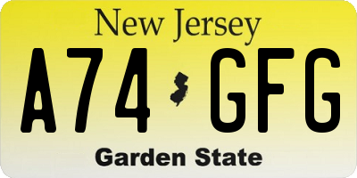 NJ license plate A74GFG