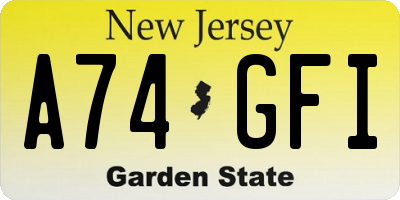 NJ license plate A74GFI