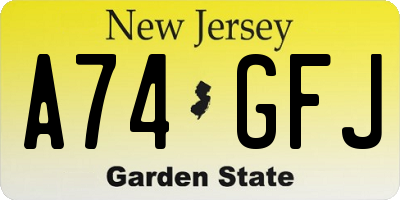 NJ license plate A74GFJ