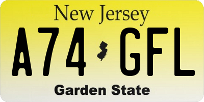 NJ license plate A74GFL
