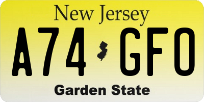 NJ license plate A74GFO