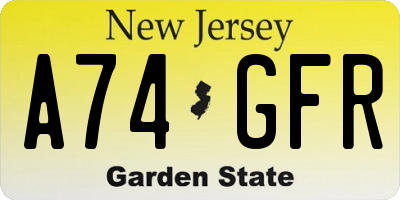 NJ license plate A74GFR
