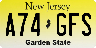 NJ license plate A74GFS