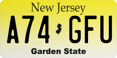 NJ license plate A74GFU