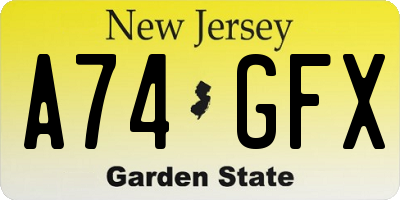 NJ license plate A74GFX