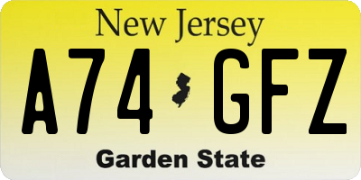 NJ license plate A74GFZ