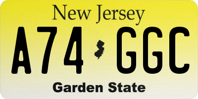NJ license plate A74GGC