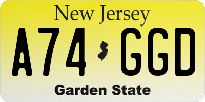 NJ license plate A74GGD