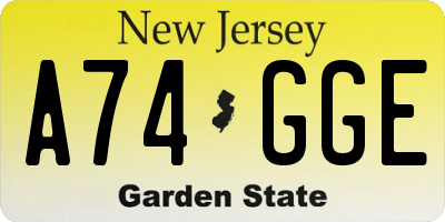 NJ license plate A74GGE