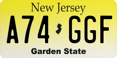 NJ license plate A74GGF
