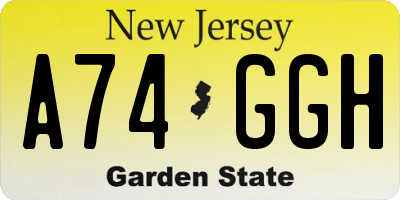 NJ license plate A74GGH