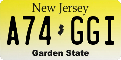 NJ license plate A74GGI