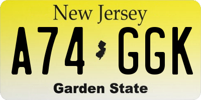 NJ license plate A74GGK