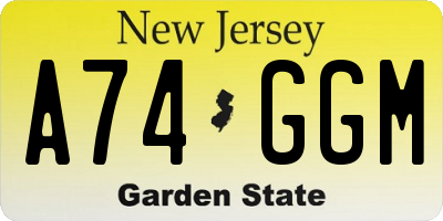 NJ license plate A74GGM