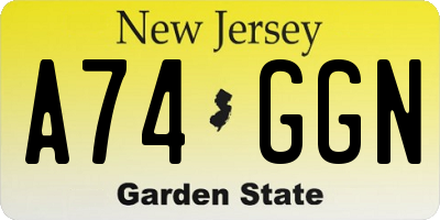 NJ license plate A74GGN
