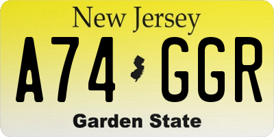 NJ license plate A74GGR