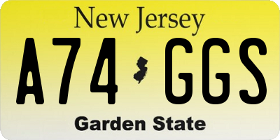 NJ license plate A74GGS