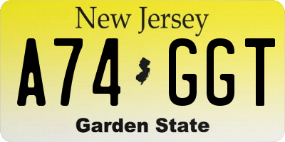 NJ license plate A74GGT