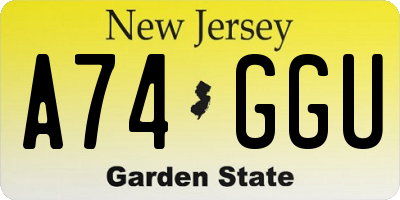 NJ license plate A74GGU