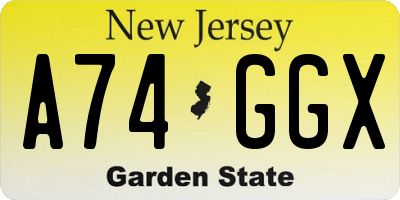 NJ license plate A74GGX