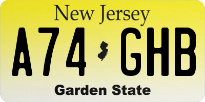NJ license plate A74GHB