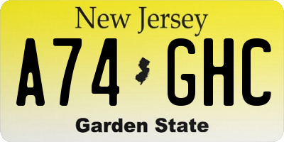 NJ license plate A74GHC