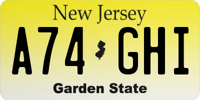 NJ license plate A74GHI