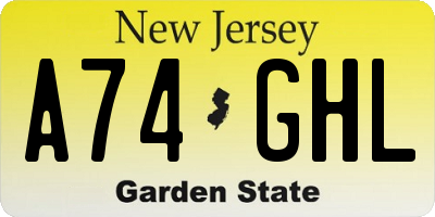 NJ license plate A74GHL
