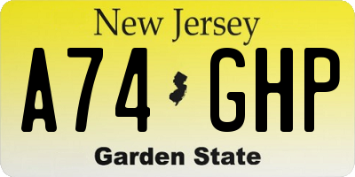 NJ license plate A74GHP