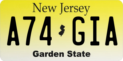 NJ license plate A74GIA