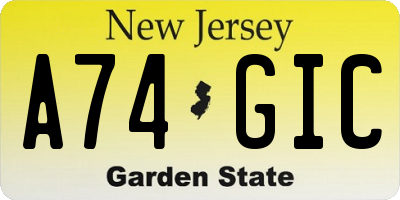 NJ license plate A74GIC