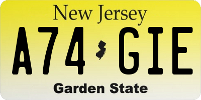 NJ license plate A74GIE