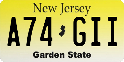 NJ license plate A74GII