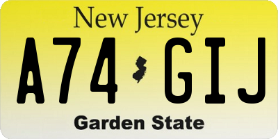 NJ license plate A74GIJ