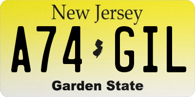 NJ license plate A74GIL