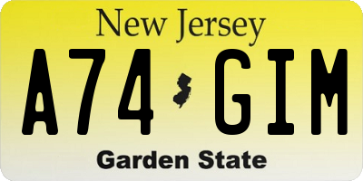 NJ license plate A74GIM