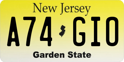 NJ license plate A74GIO