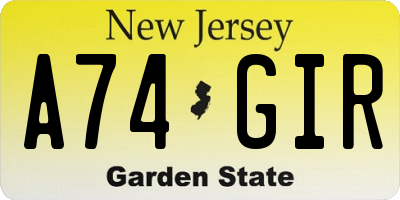 NJ license plate A74GIR