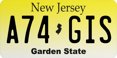 NJ license plate A74GIS