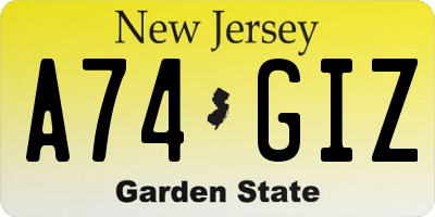 NJ license plate A74GIZ