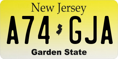 NJ license plate A74GJA